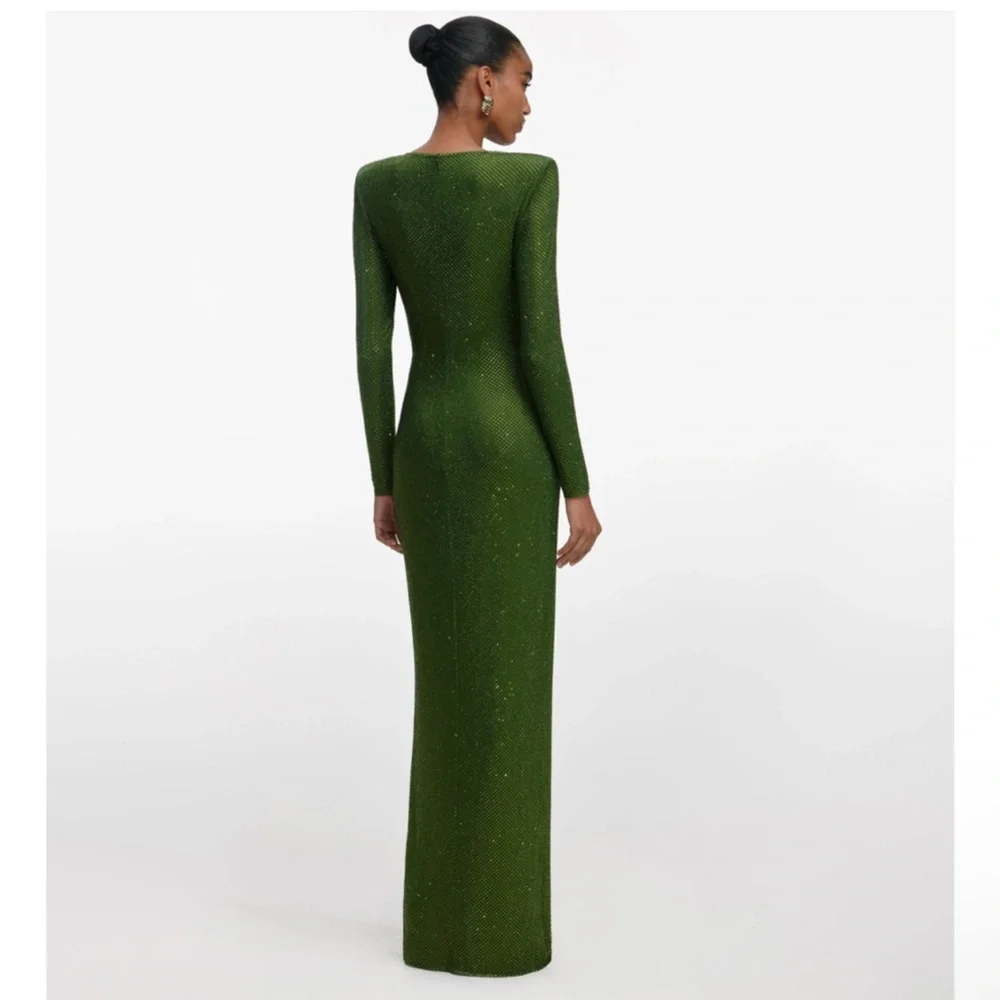 Self-Portrait Sparkling Green Long Sleeve Dress - Picture 3 of 13